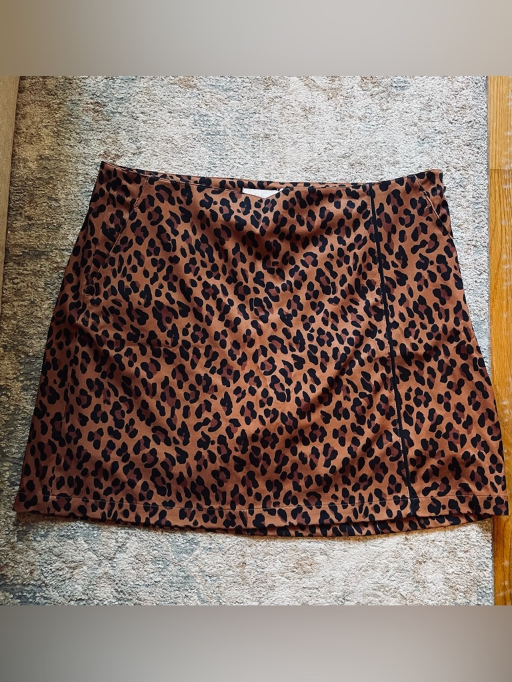 Brown Leopard Print athletisure wear Mini Skirt